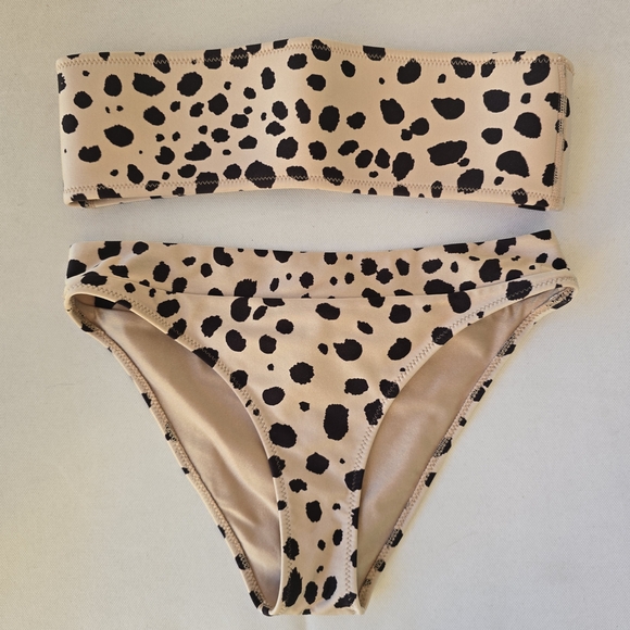 triangl swimwear Other - RARE Triangl Swimwear Cheetah Set Bandeu Bikini Top & High Waisted Bottom S/M